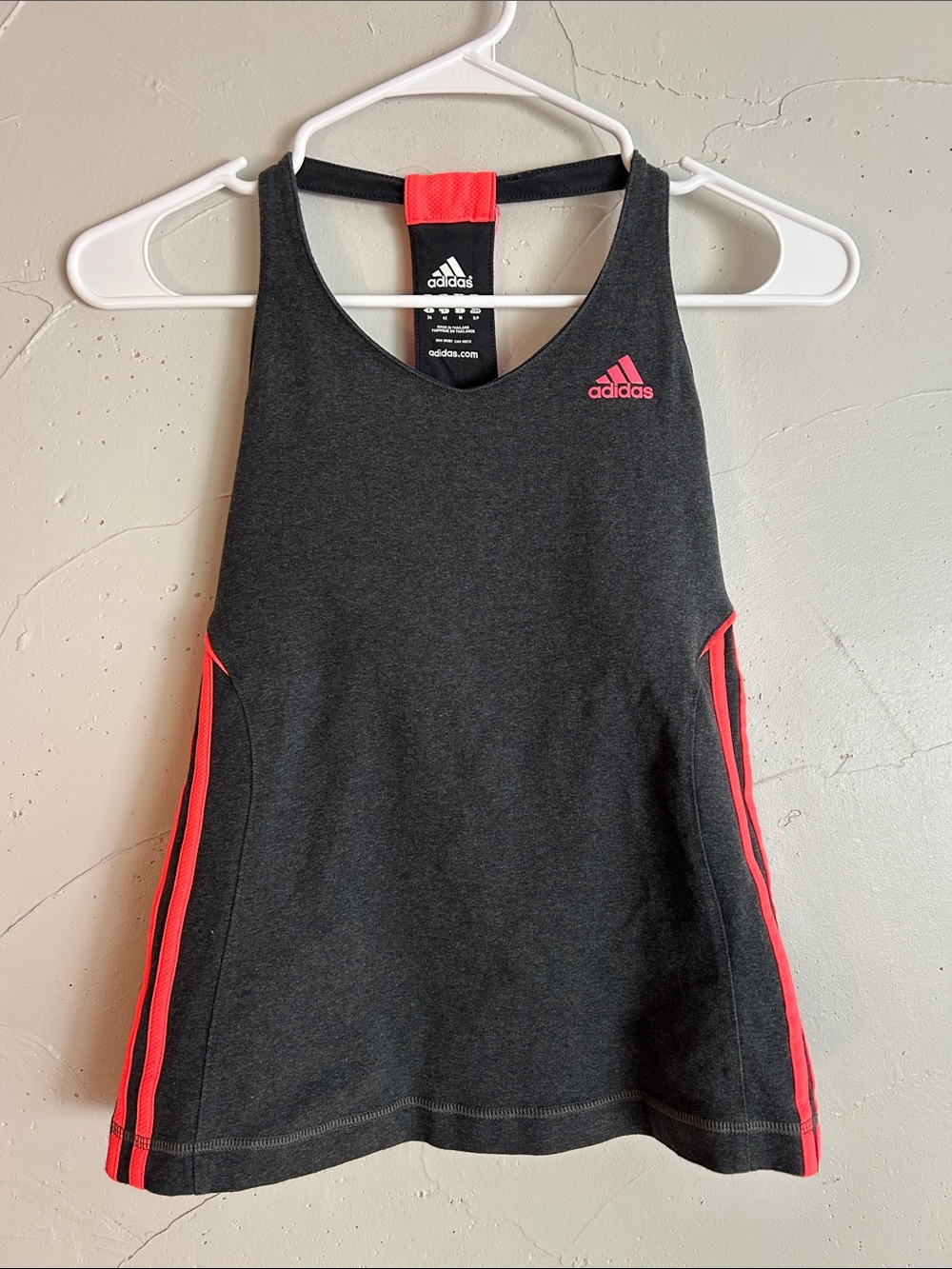 adidas Dark Gray Tank with Neon Pink Stripes